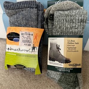 Two Men’s Wool Large/Medium Outdoor Hiking Socks/Smartwool/LL Bean